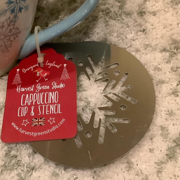 Stoneware Snowflake coffee capuccino Mug w/ snowflake Stencil NWT 14oz England - Picture 15 of 16